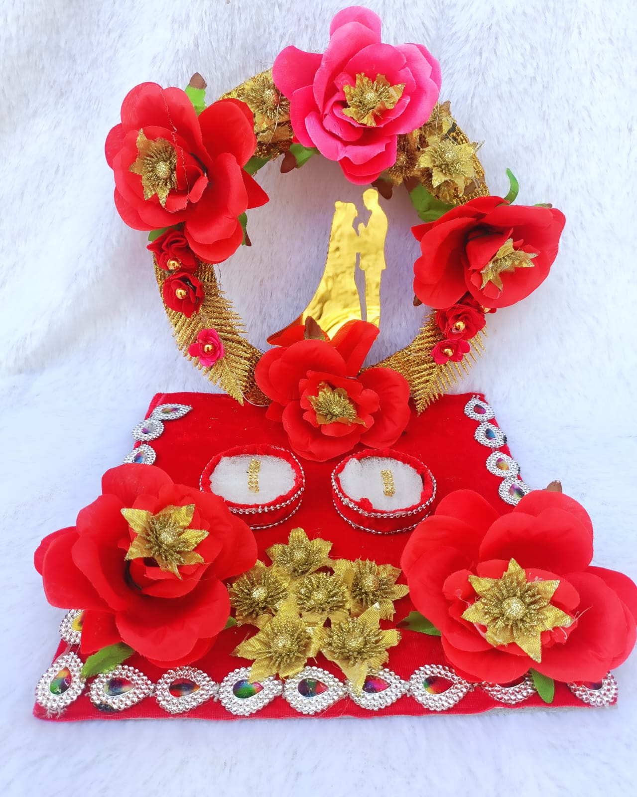 HANDCRAFTED  WEDDING COUPLE RING DECORATIVE PLATTER
